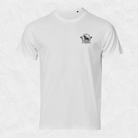 Greve Långböj Small Logo Tee – vit med svart bröstlogga