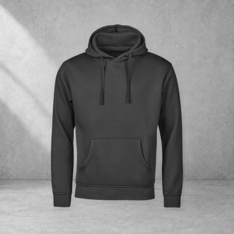 Blank Premium Hoodie – Svart – grå studiobild