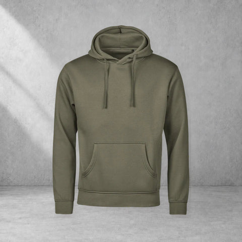 Blank Premium Hoodie – Moss – grå studiobild